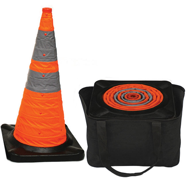 Illuminated Collapsible Traffic Cones - 5 Cone Set