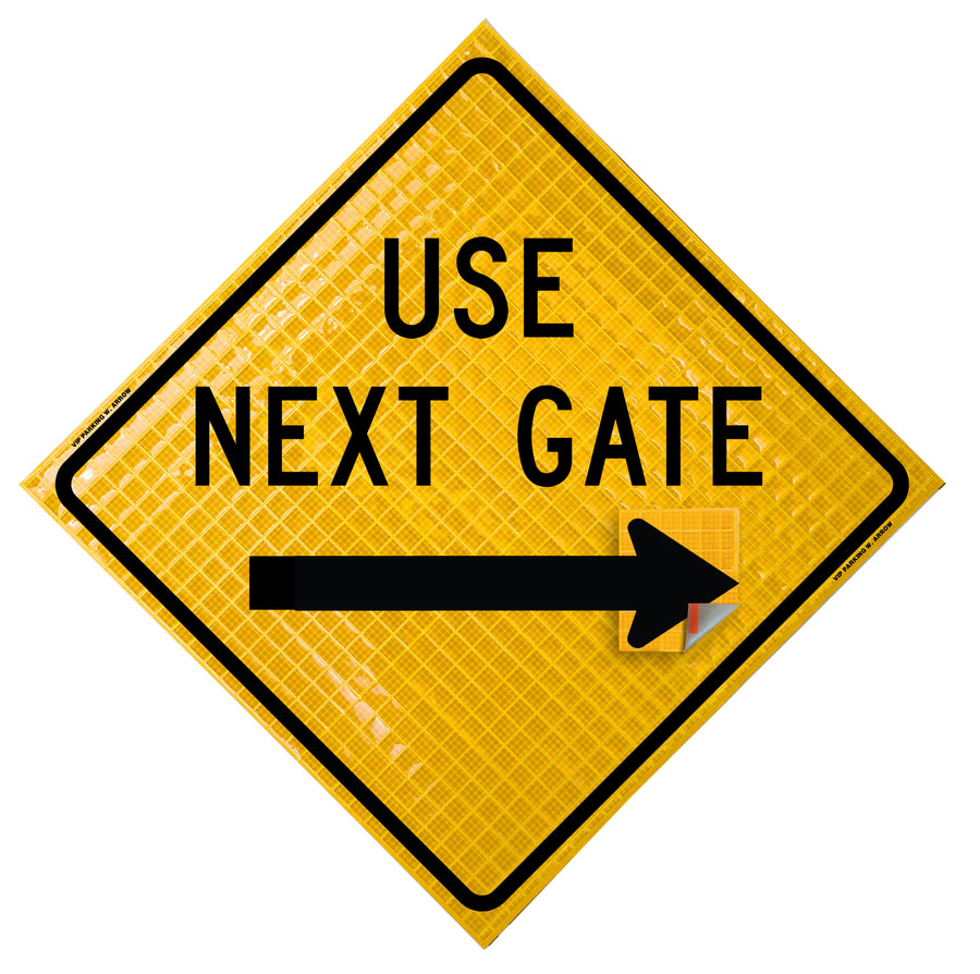 Use Next Drive Sign Use Next Gate - With Changeable Arrowhead – MDI Traffic Control Products